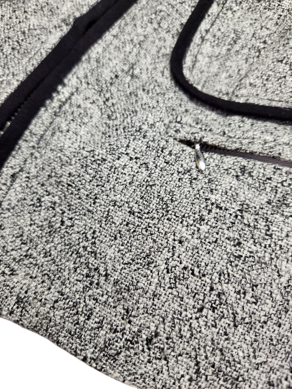 White House Black Market Gray/Black Zip Front Lined Jacket Piping Size 2 Moto - Picture 9 of 14